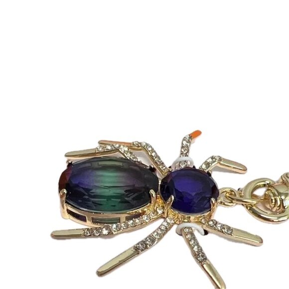 True to Form Spider Bag Charm Iridescent Crystal and Glass CZ Gold Tone Clip NIB - Picture 7 of 10